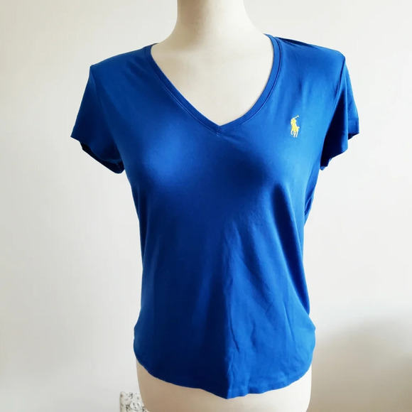 Polo by Ralph Lauren Tee / Royal Blue V-Neck / Size Medium - Picture 1 of 5
